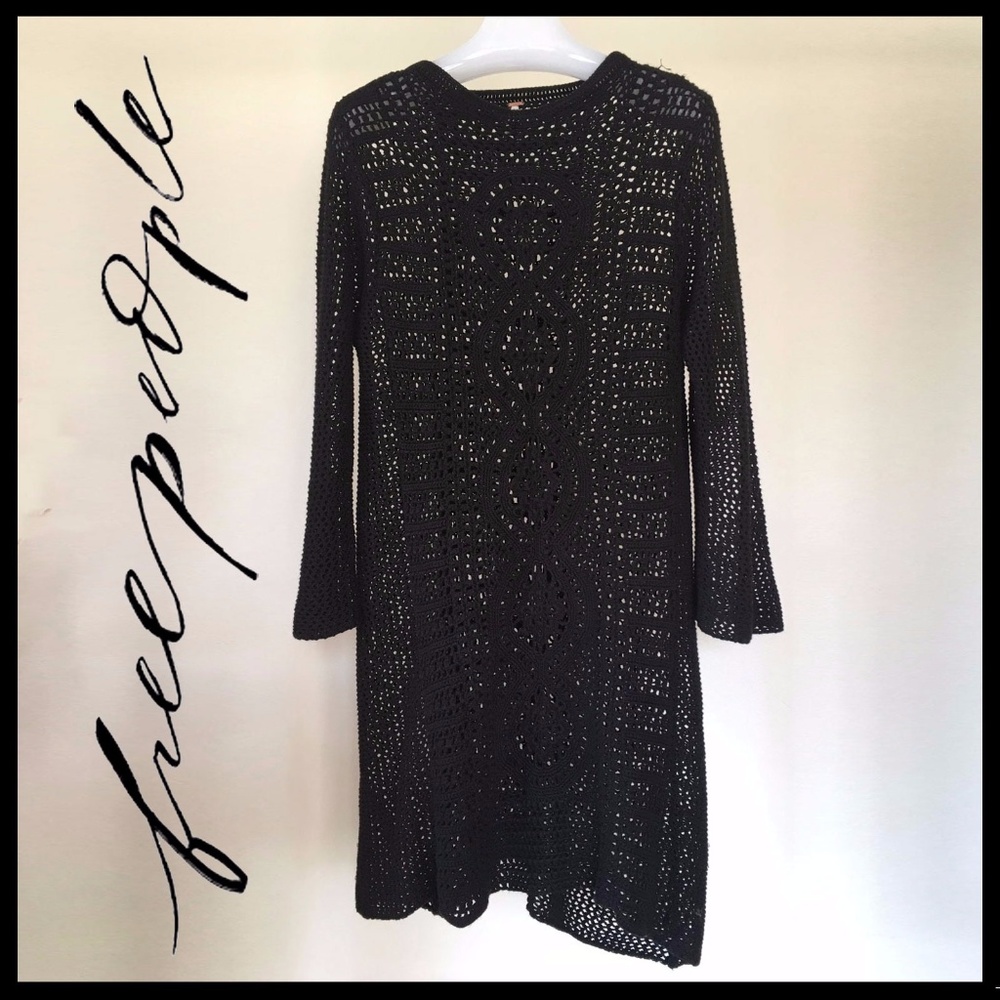Free People Rosalind Swit Crochet Dress, Black L